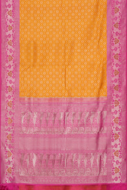 Image of Kanchipuram Silk Brocade Yellow Saree