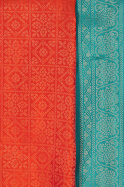 Image of Kanchipattu Brocade Coral Orange Saree