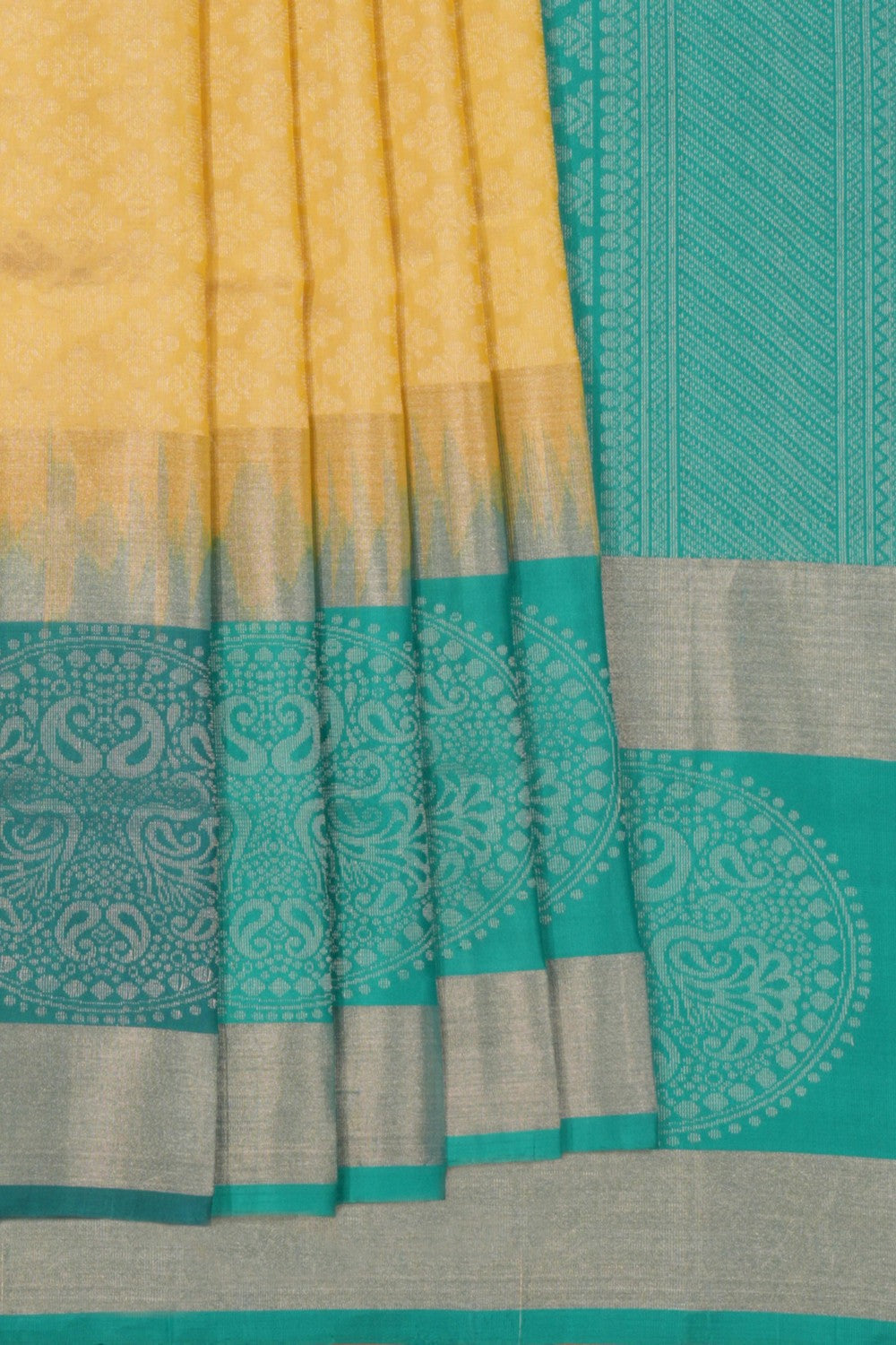 South Silk Brocade Cream Saree