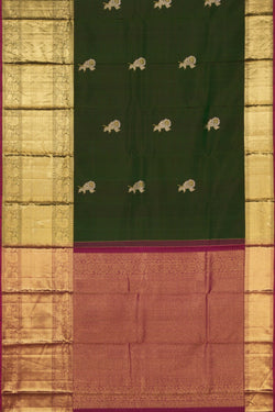 Image of Kanchipattu Bottle Green Saree