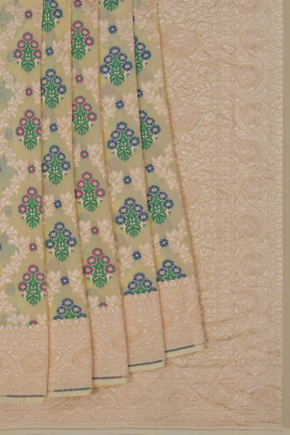 Image of Banarasi Georgette Cream Saree