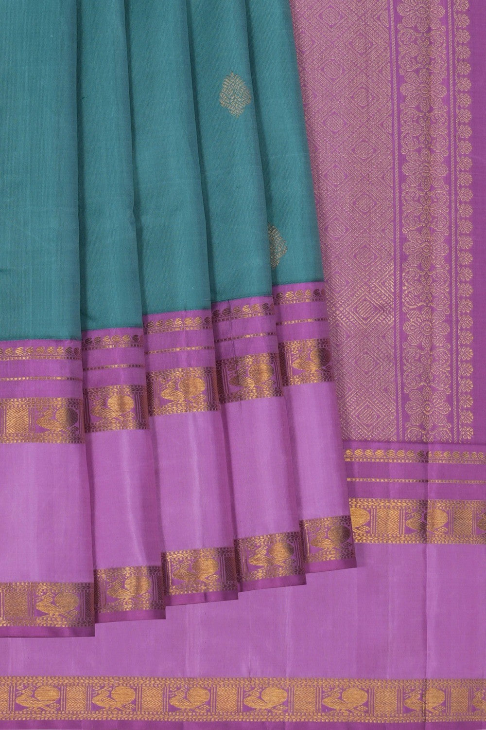 Image of Kanchipuram Smoky Green Saree