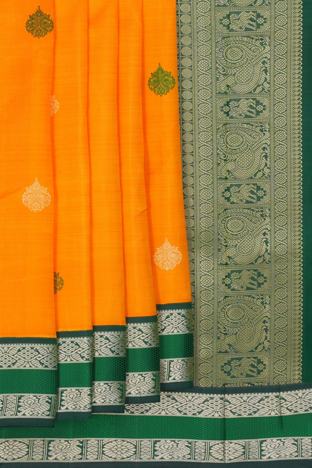 Image of Kanchipuram Silk Orange Saree