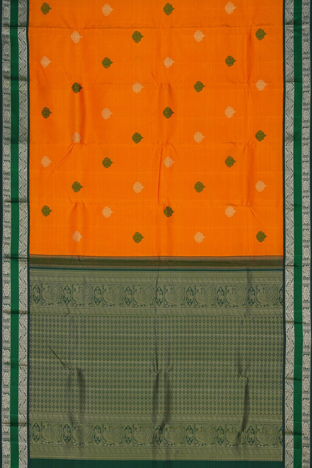 Image of Kanchipuram Silk Orange Saree