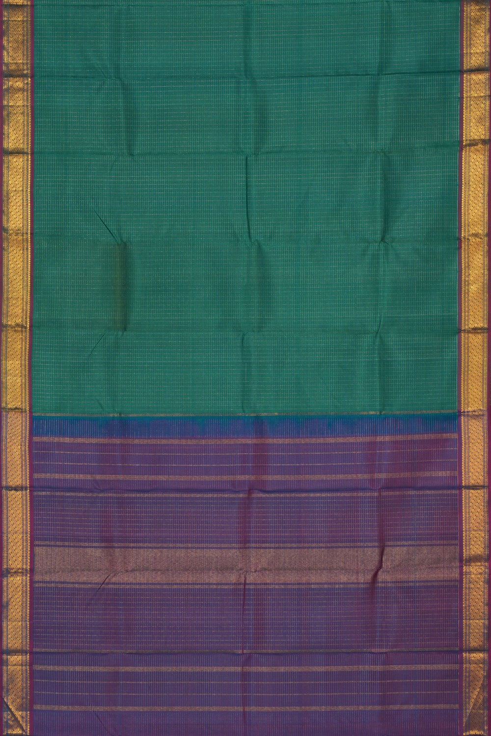 Arani Silk Kattam Teal Blue Saree