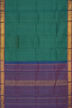 Image of Arani Silk Kattam Teal Blue Saree