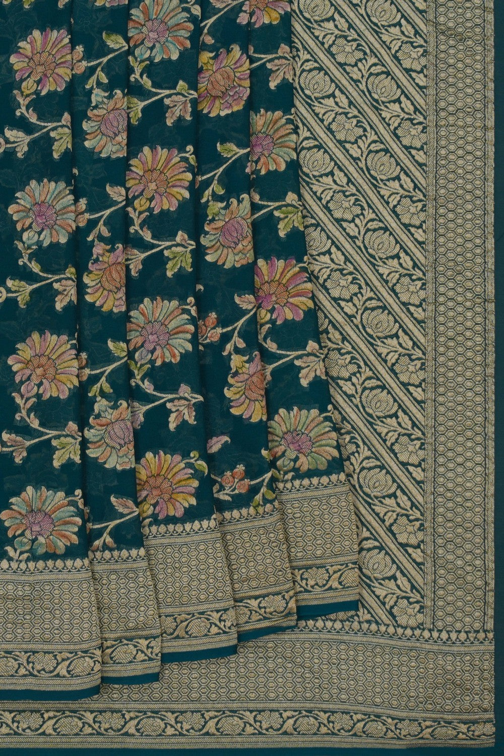 Image of Banarasi Georgette Teal Green Saree