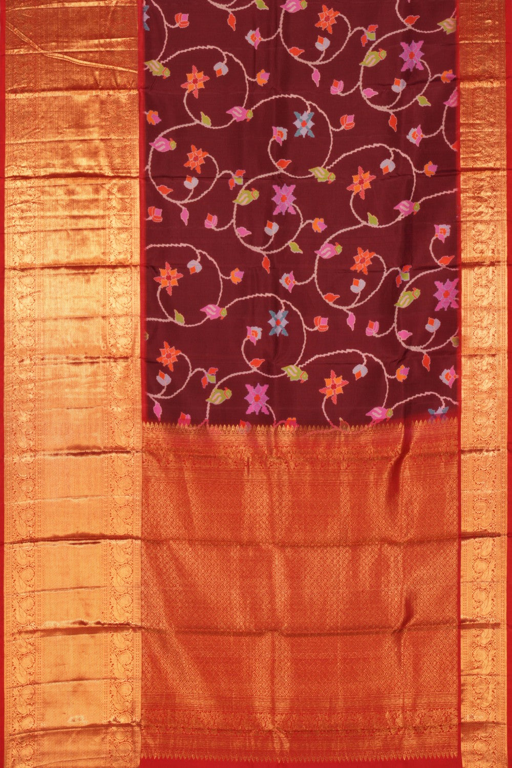 Kanchipattu Birds Perched Saree