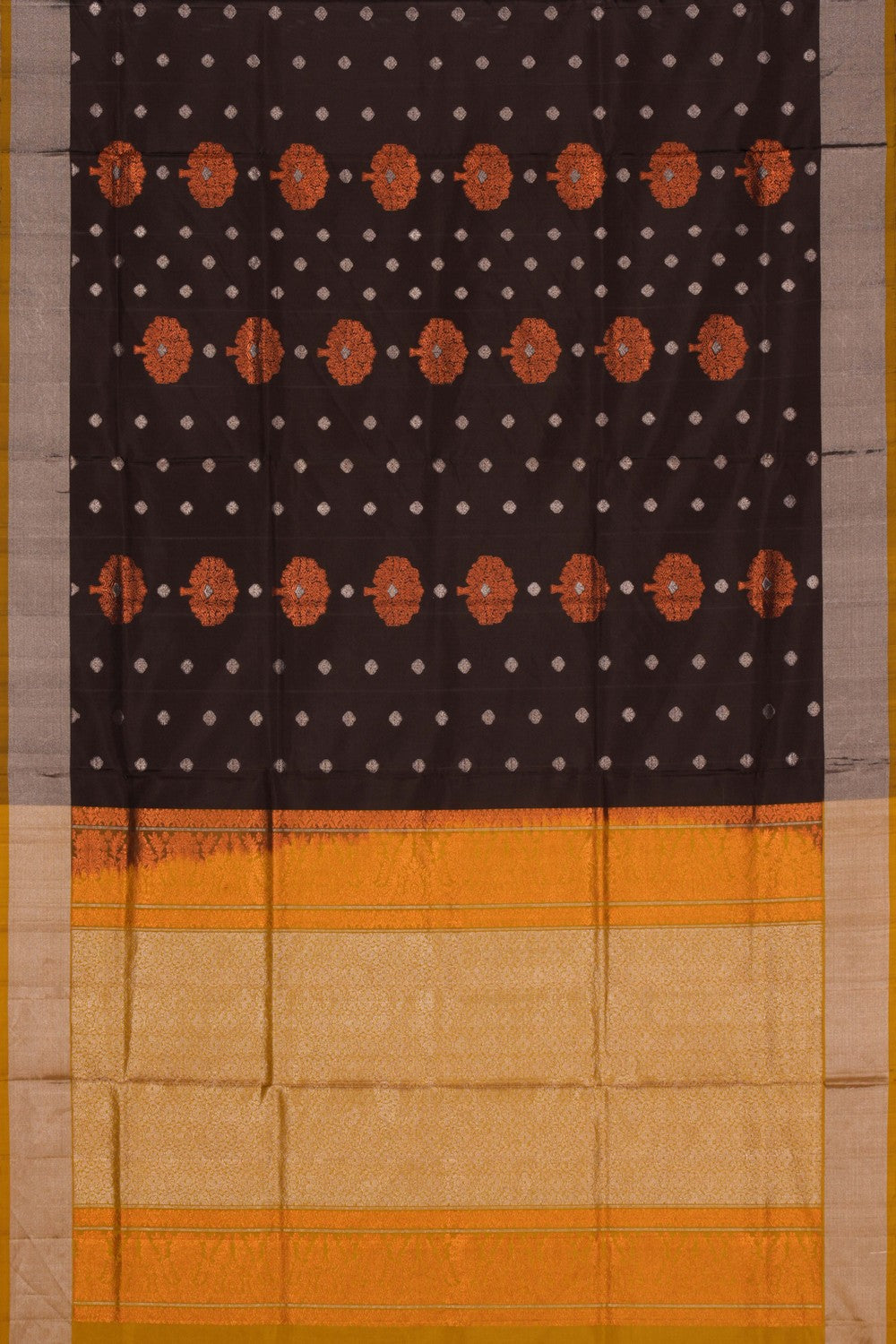 South Silk Brocade Brown Saree