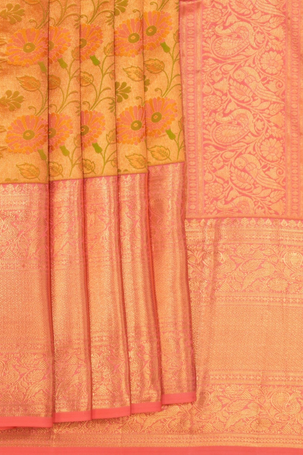 Kanchipattu Brocade Yellow Gold Saree