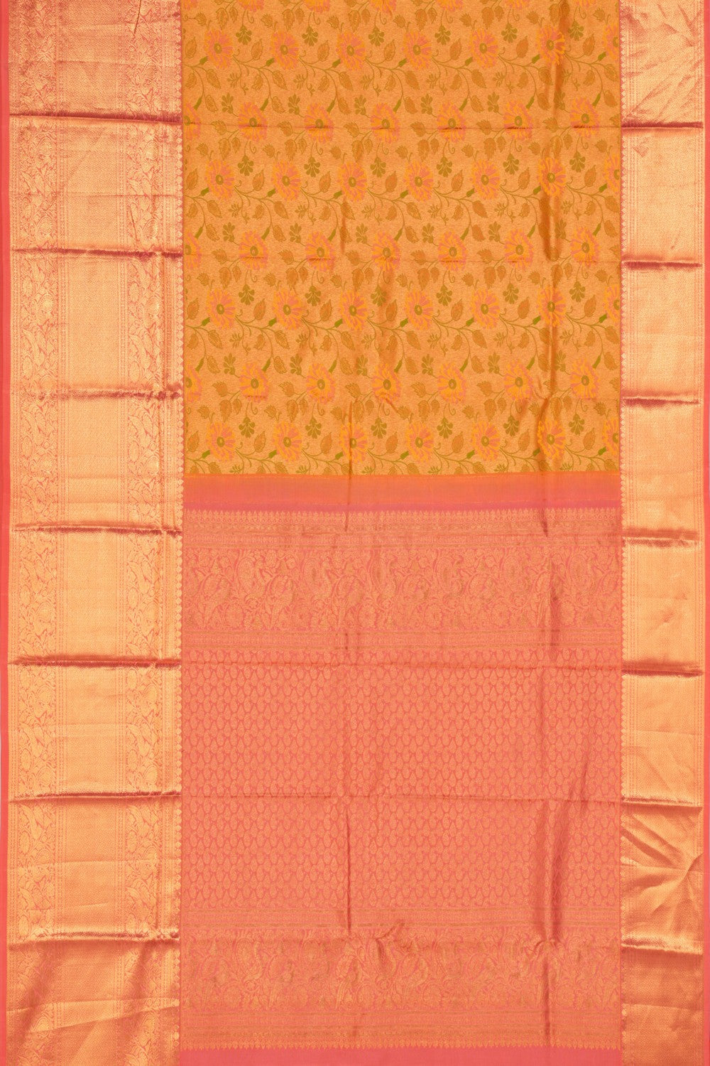 Kanchipattu Brocade Yellow Gold Saree