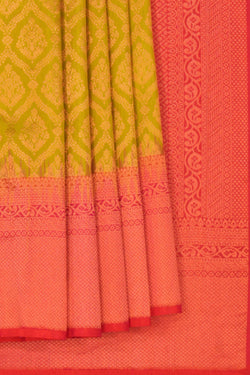 Image of South Silk Brocade Green Saree