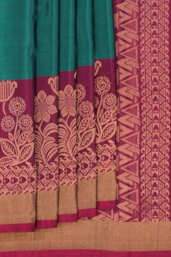 Image of South Silk Teal Green Saree