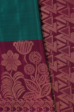 Image of South Silk Teal Green Saree