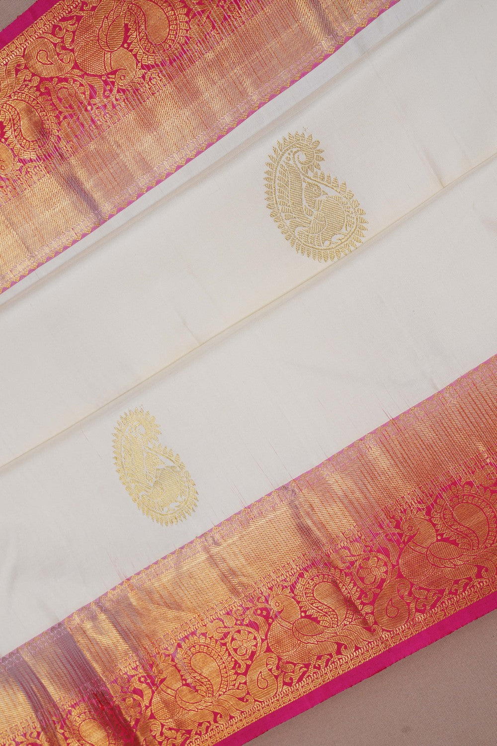 Image of Kanchipattu Brocade Off-White Saree