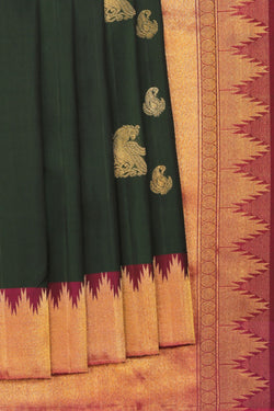 Collection of Arani-Silk, Bottle-Green Saree in a gallery layout