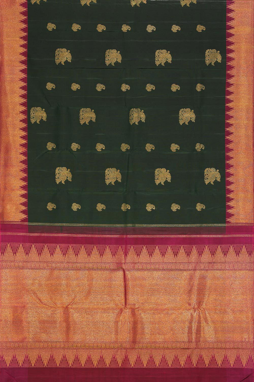 Collection of Arani-Silk, Bottle-Green Saree in a gallery layout