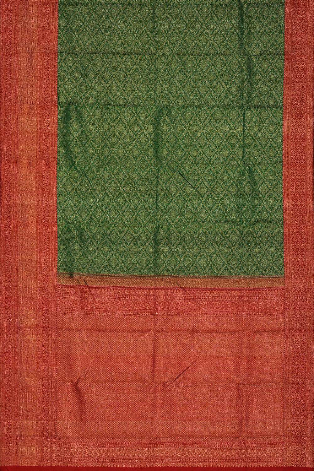 Image of Kanchipuram Silk Brocade Green Saree