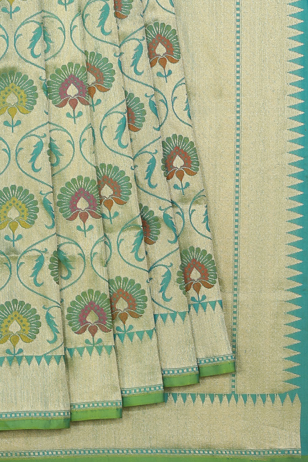 Collection of Banarasi-Silk Aqua Green Saree in a gallery layout