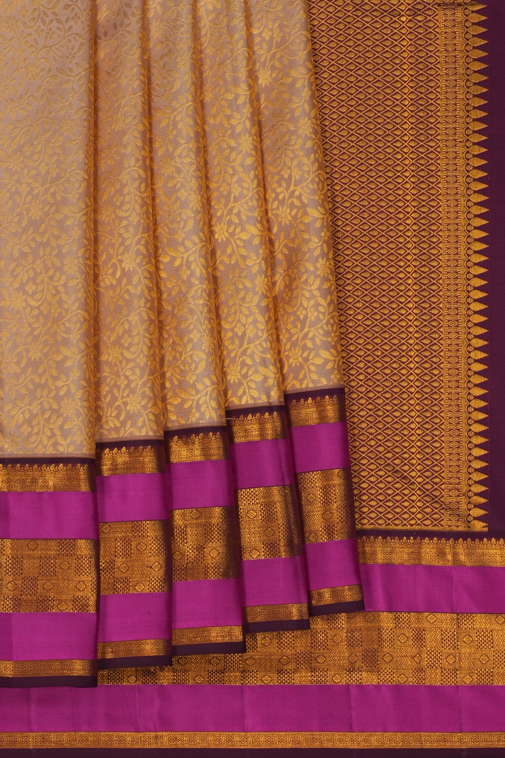 Image of Kanchipattu Brocade Beige Saree