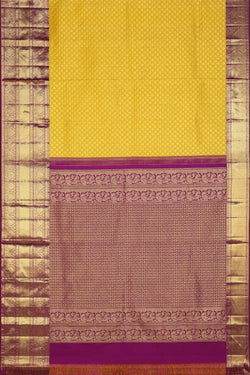 Image of Kanchipattu Yellow Saree With Korvai Border