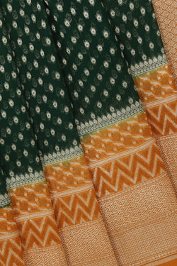 Image of Banarasi Chiffon Green Saree