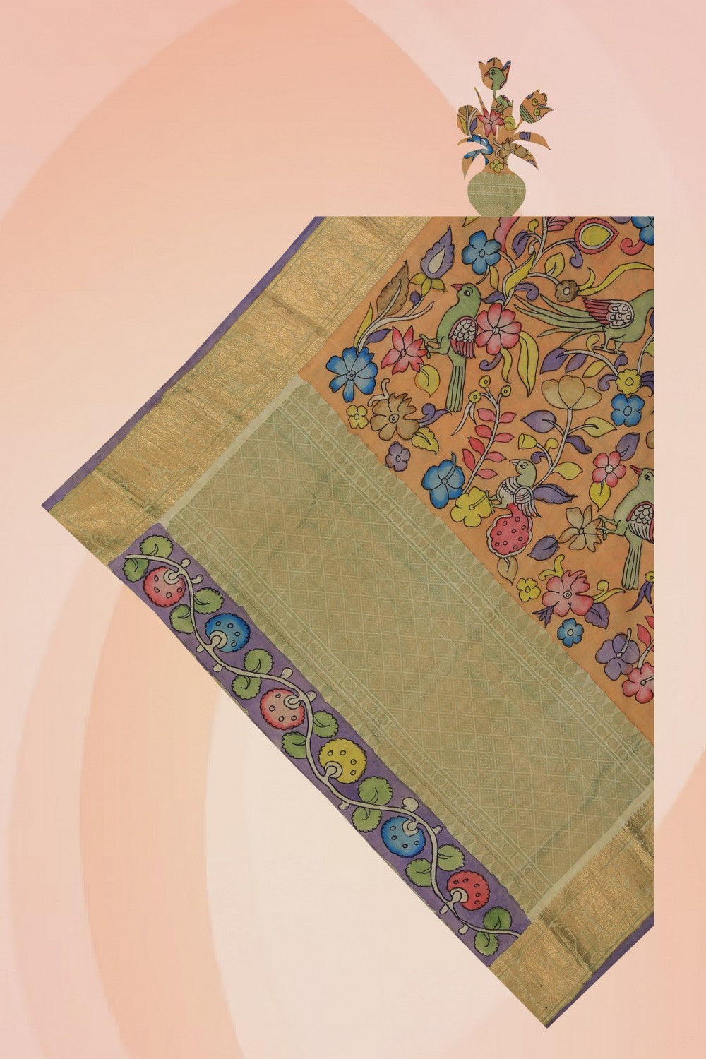 Kanchi Silk Kalamkari Dupatta