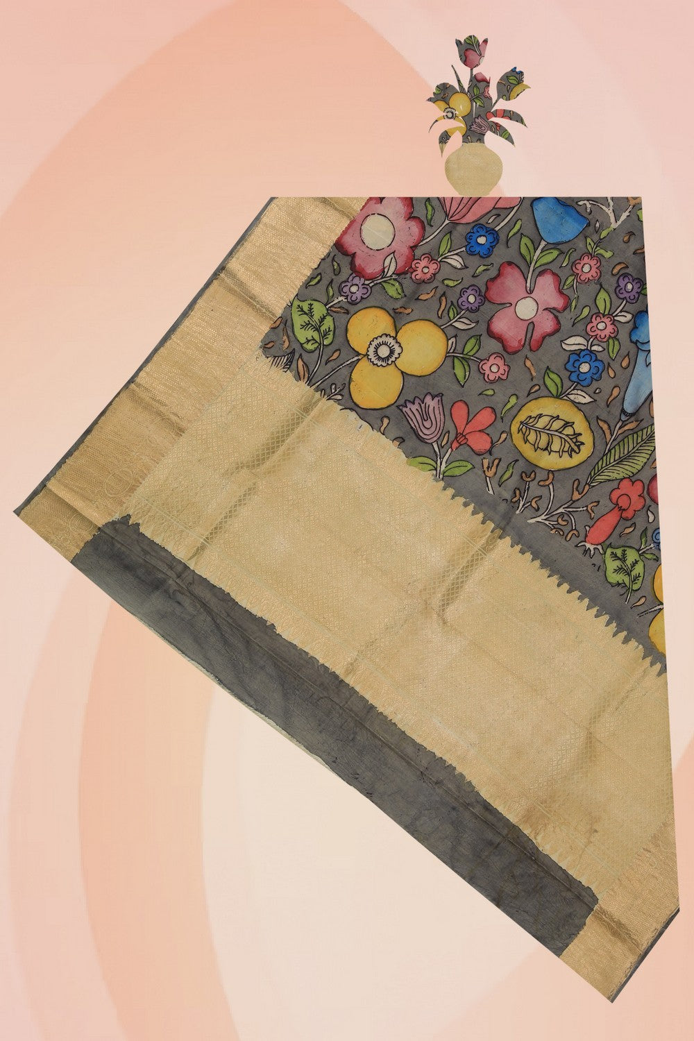 Kanchi Silk Kalamkari Dupatta