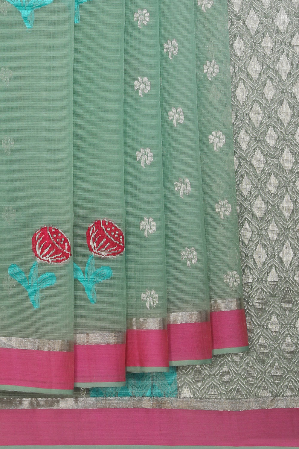 Collection of Very Pretty Sea Green Saree in a gallery layout