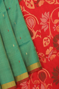 Collection of Uppada Silk Teal-Green Saree in a gallery layout