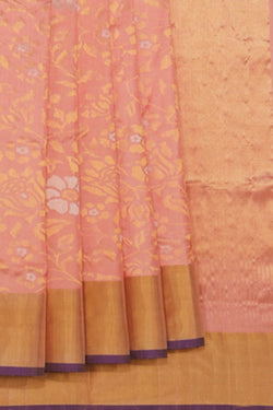 Collection of Uppada Silk Coral-Peach Saree in a gallery layout