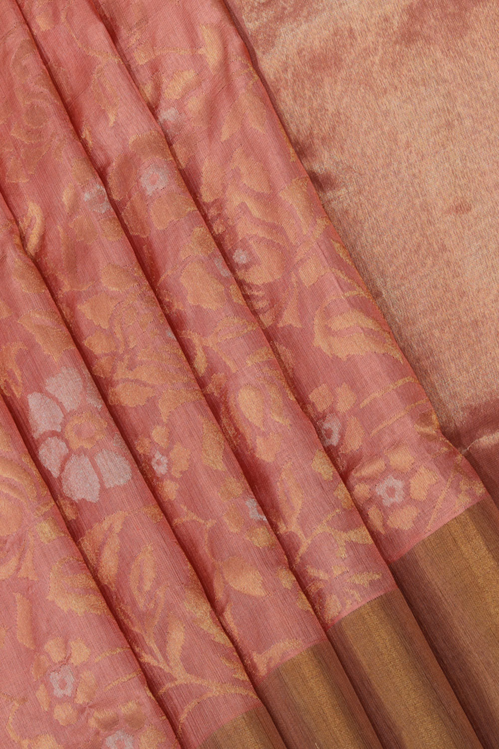 Image of Uppada Silk Coral-Peach Saree