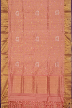 Collection of Uppada Silk Coral-Peach Saree in a gallery layout