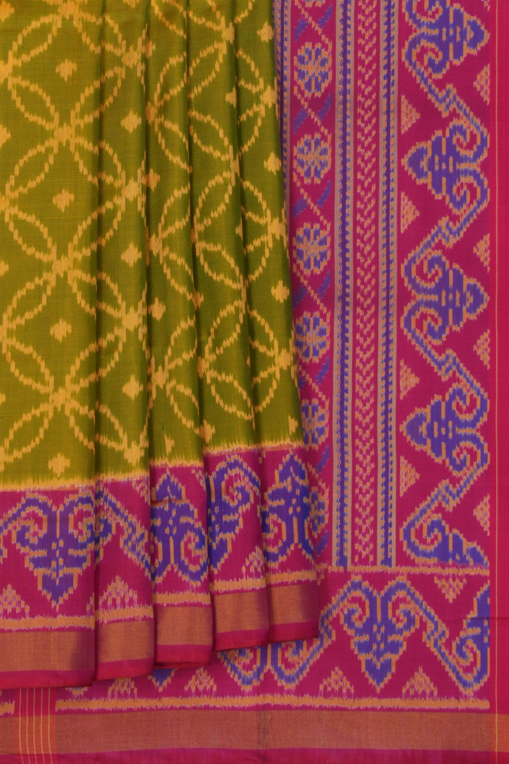 Image of Rajkot Patola Silk Moss Green Saree