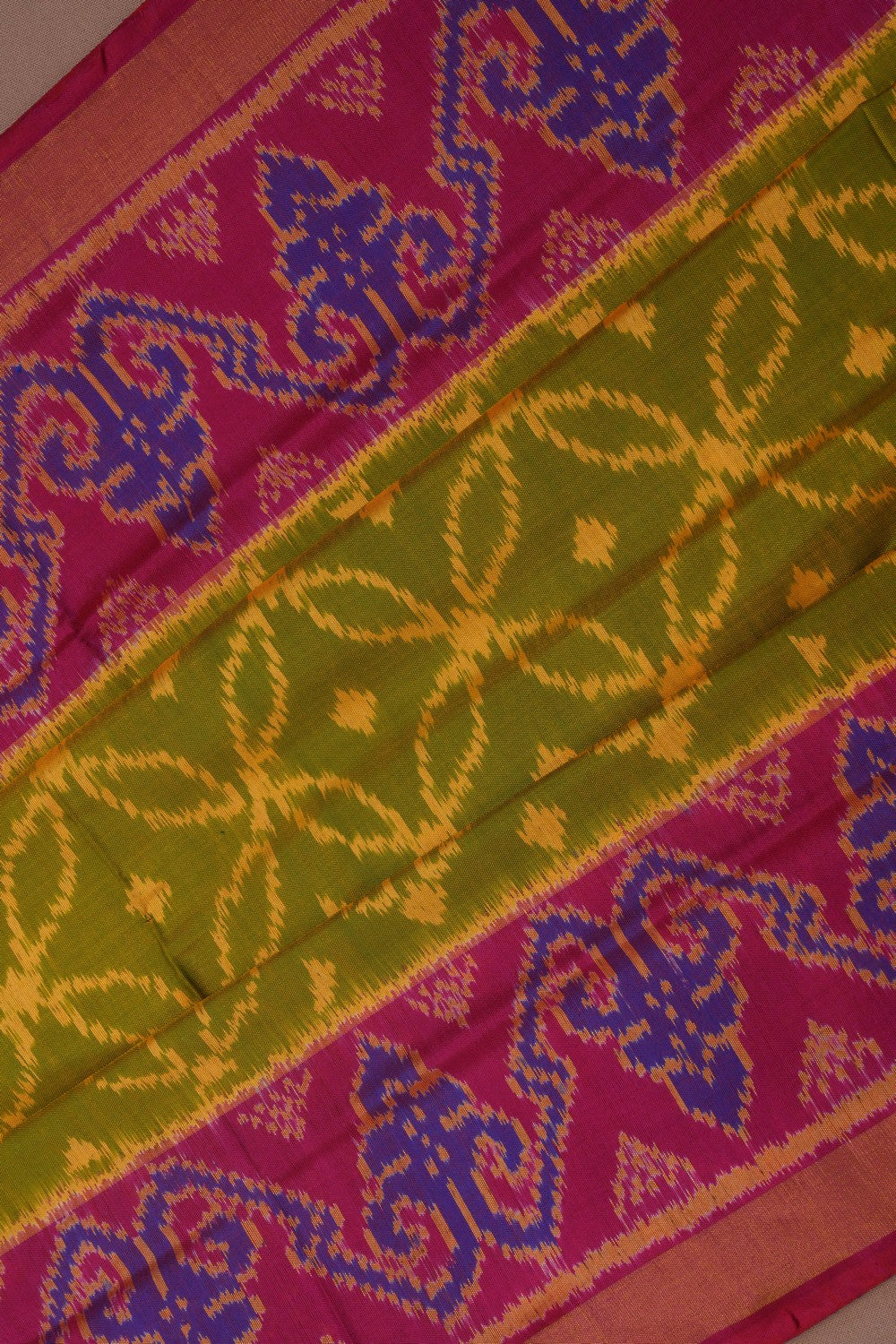 Image of Rajkot Patola Silk Moss Green Saree