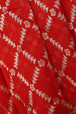 Image of Chanderi Red Saree