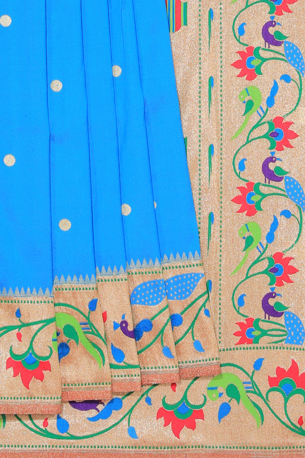 Collection of Paithani Silk Smoky Blue Saree in a gallery layout