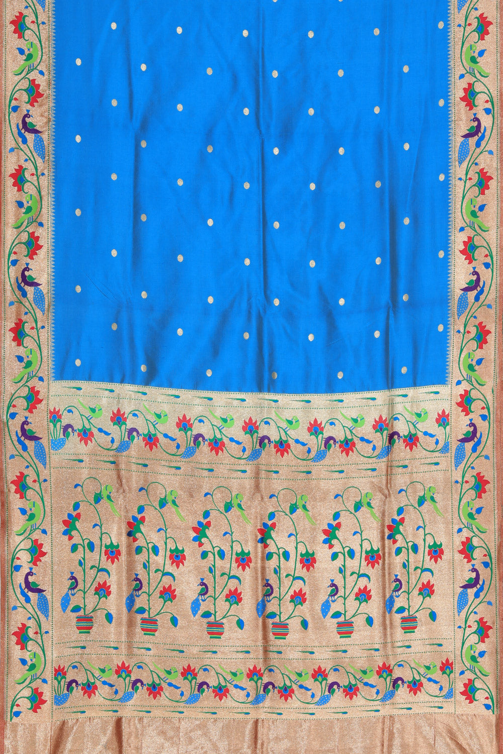 Collection of Paithani Silk Smoky Blue Saree in a gallery layout