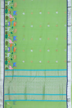 Collection of Pure Zari Kota Green Saree in a gallery layout