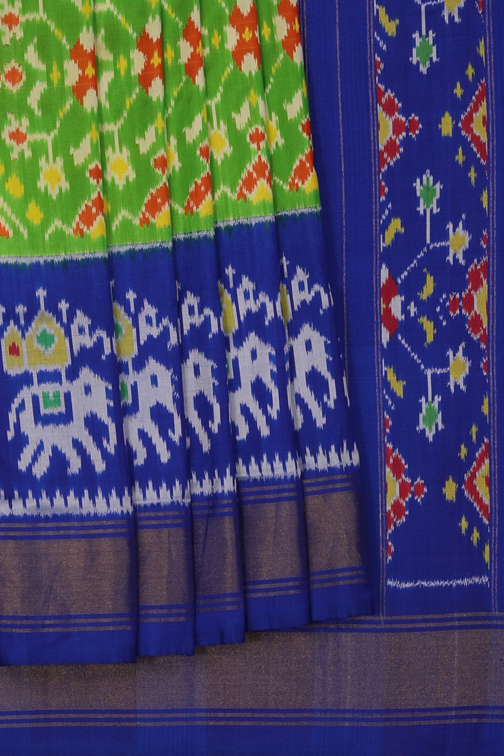 Image of Pochampally Ikat Silk Green Saree