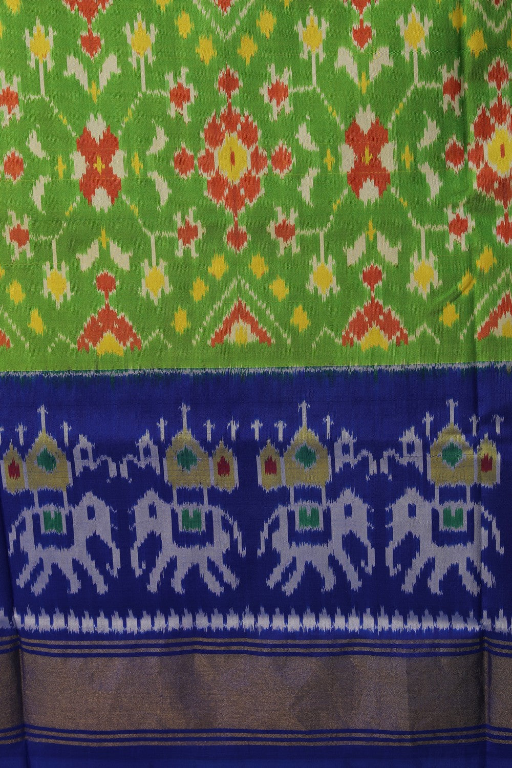 Image of Pochampally Ikat Silk Green Saree