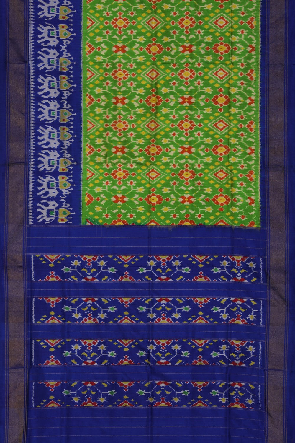 Image of Pochampally Ikat Silk Green Saree
