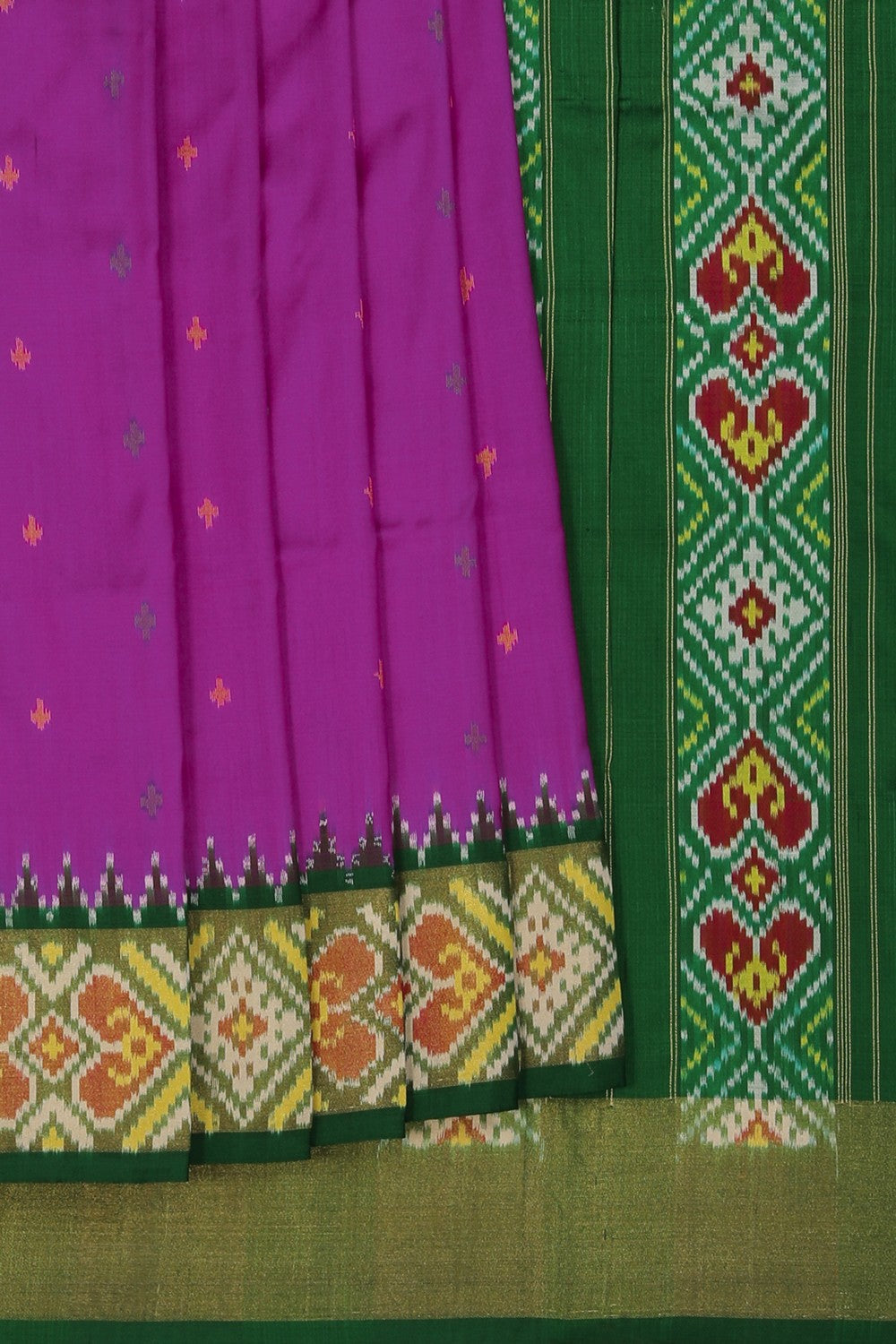 Image of Pochampally Ikat Silk Magenta Saree