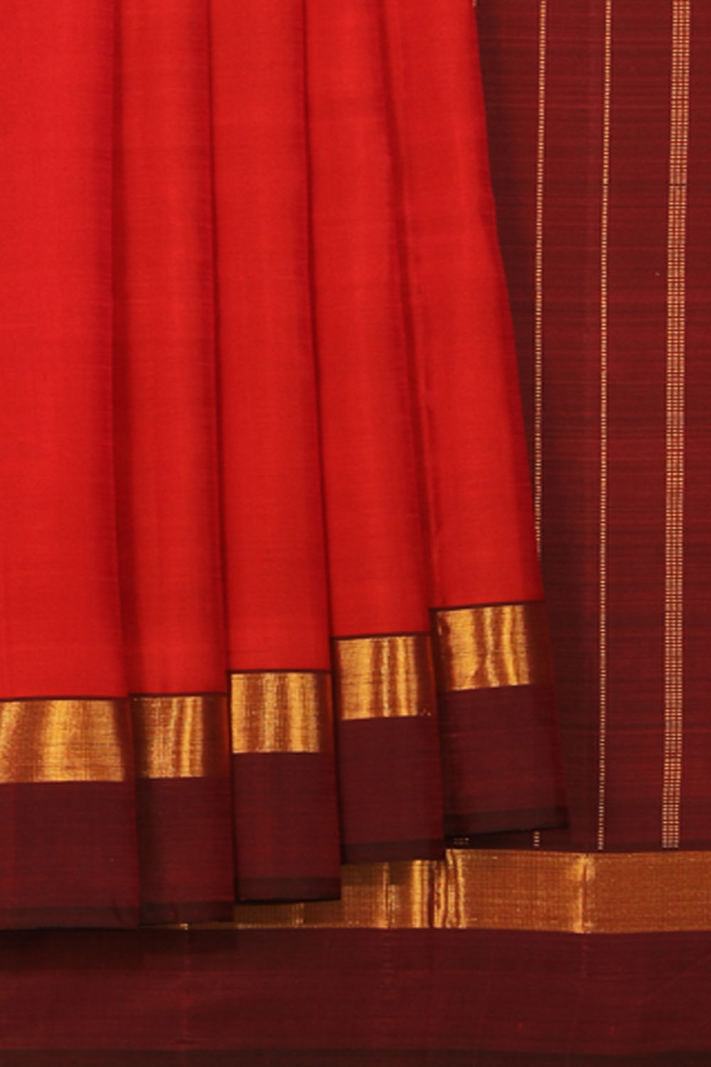 Collection of Arani-Silk Coral-Red Saree in a gallery layout