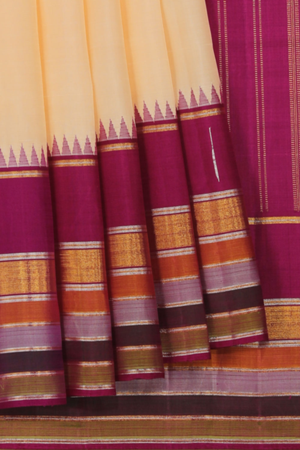 Collection of Arani-Silk Cream Saree in a gallery layout