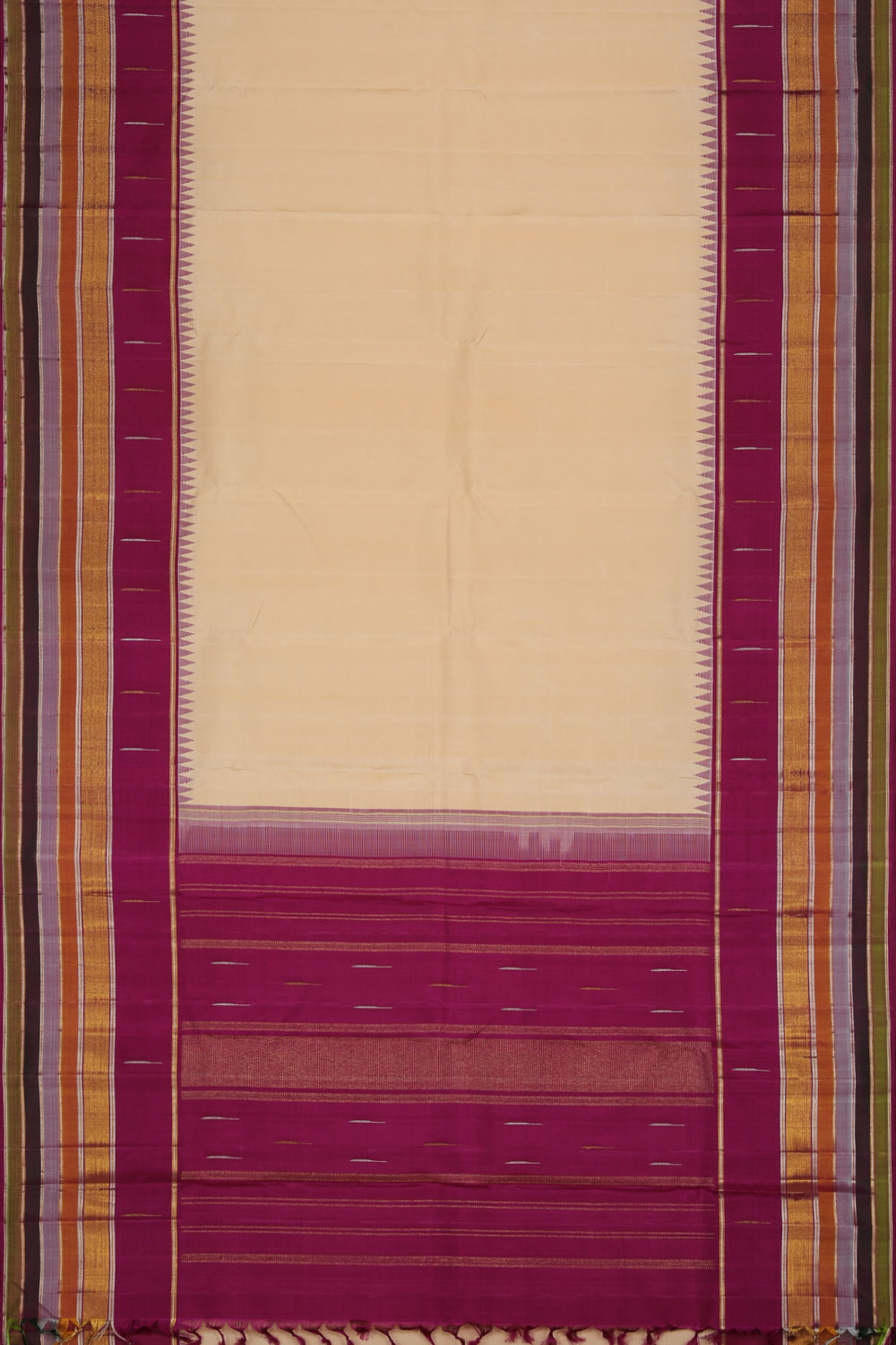 Collection of Arani-Silk Cream Saree in a gallery layout