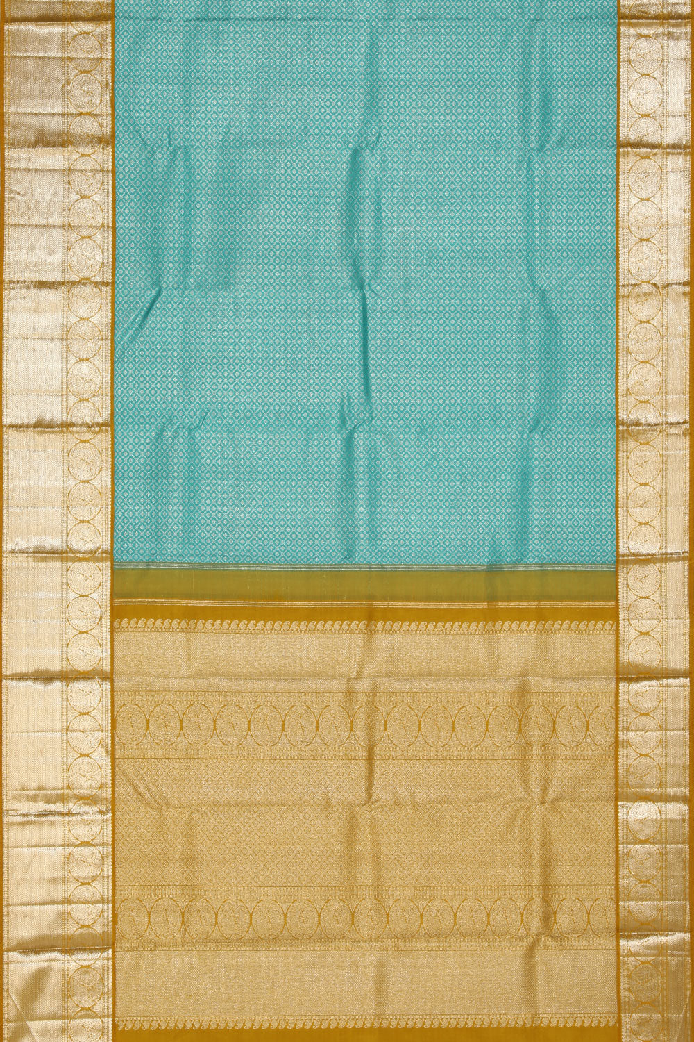 Image of Arani Silk Brocade Turquoise Green Saree