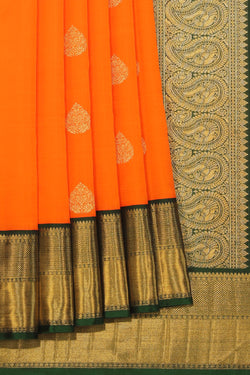 Image of Kanchipuram Silk Orange Saree