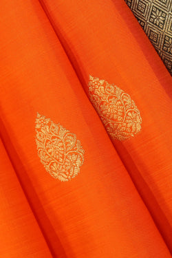 Image of Kanchipuram Silk Orange Saree