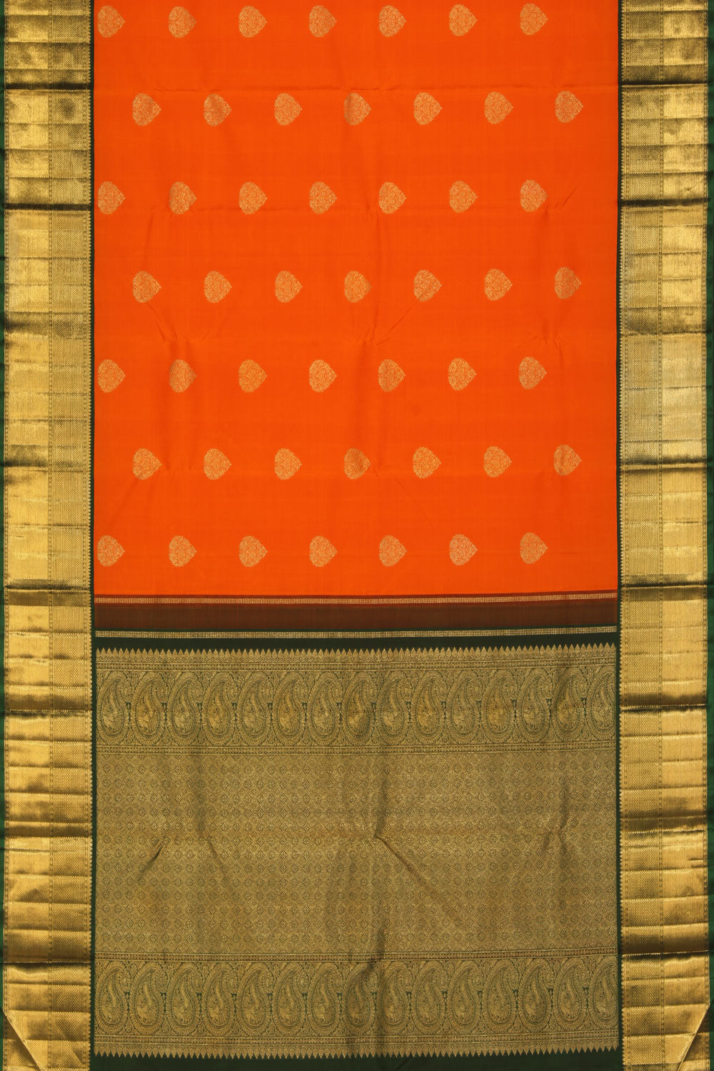 Image of Kanchipuram Silk Orange Saree